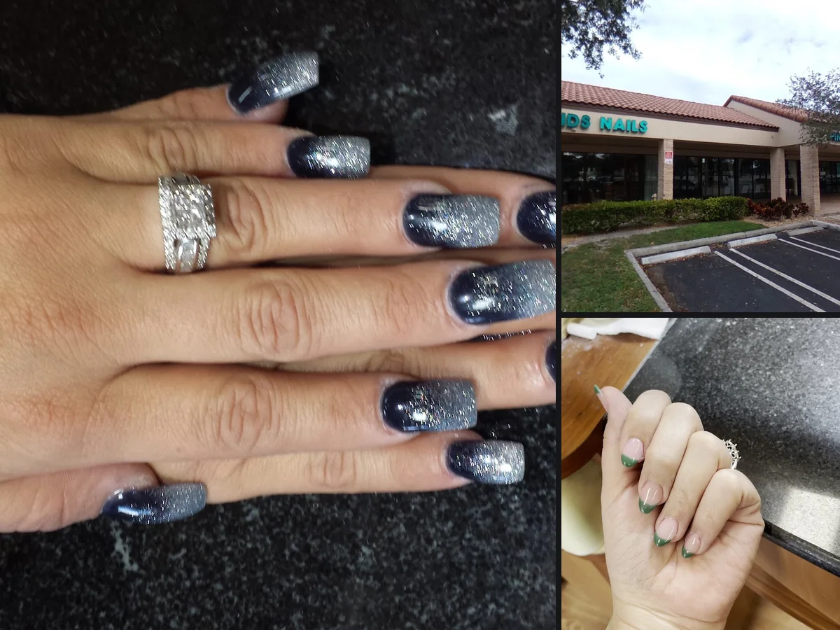 Fresh nail art in a bright salon setting.